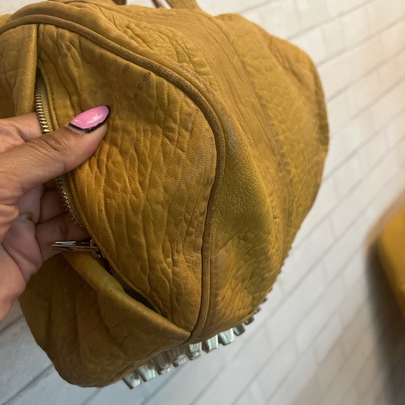 Pebbled Alexander Wang Rocco Stud Duffel Bag- Mustard - Picture 4 of 5